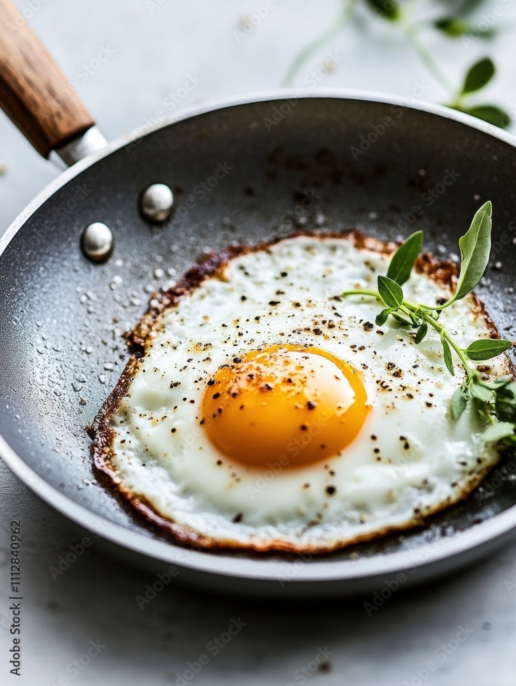 A fried egg with a sprinkle of pepper on top A fried egg with a sprinkle of pepper on top