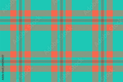 Interior background pattern check, brazil seamless vector fabric. Kilt texture plaid textile tartan in teal and red colors.