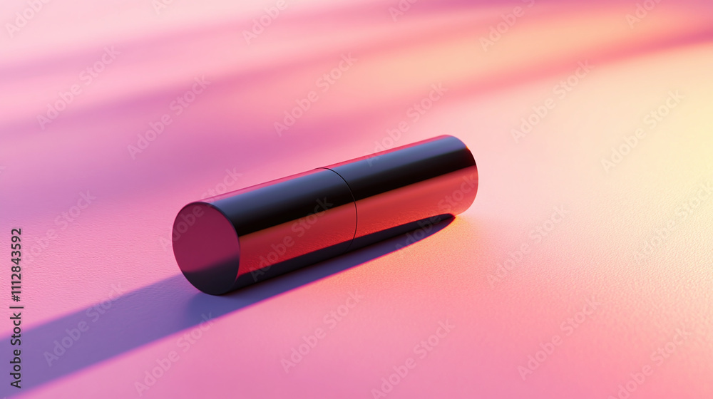 Stylish Red and Black Cylindrical Container Resting on a Colorful Surface With Soft Lighting Effects During the Evening Stylish Red and Black Cylindrical Container Resting on a Colorful Surface With Soft Lighting Effects During the Evening