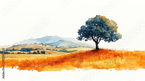 the mustard seed watercolor of a seed and a big tree in the background