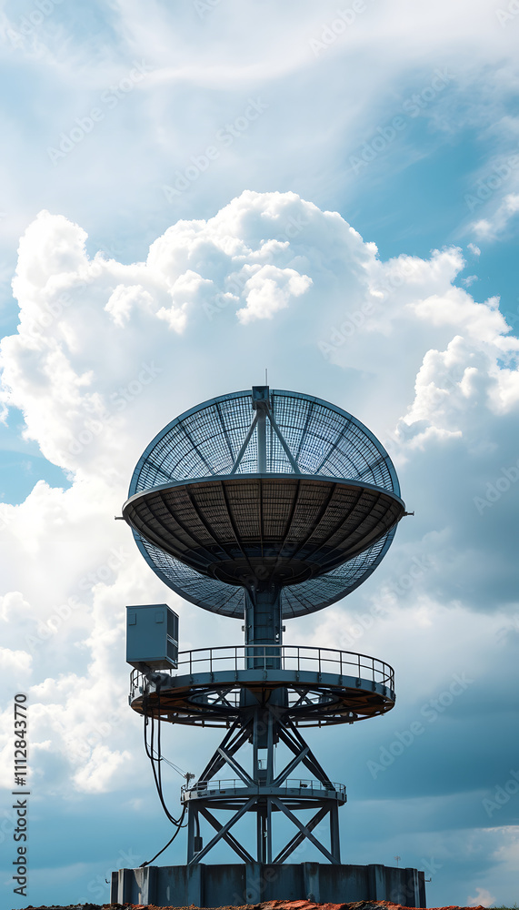 radar dish against cloud sky isolated with white highlights, png radar dish against cloud sky isolated with white highlights, png