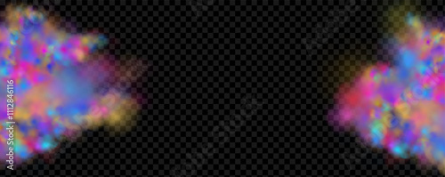Background of an explosion of colorful smoke clouds.Multicolor fog with blue and yellow particles.Explosions of color powder.