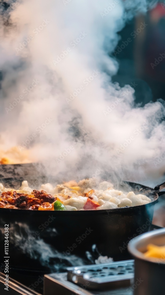 Steam Rising from a Cooking Pot with Food Steam Rising from a Cooking Pot with Food