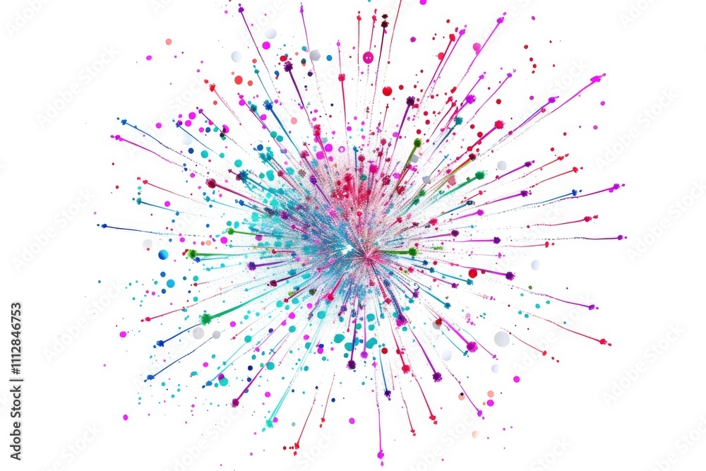 Obraz premium Fireworks White. Explosive Blast of Colors for Happy New Year Celebration