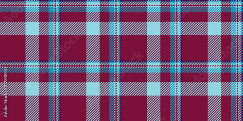 Romance seamless pattern fabric, nice textile tartan background. Preppy vector check plaid texture in cyan and pink colors.