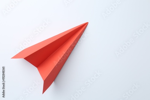 Wallpaper Mural One handmade coral paper plane on white background, top view. Space for text Torontodigital.ca