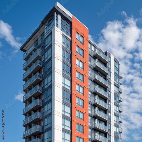 Modern architectural design featuring bold colors and geometric shapes in an ...