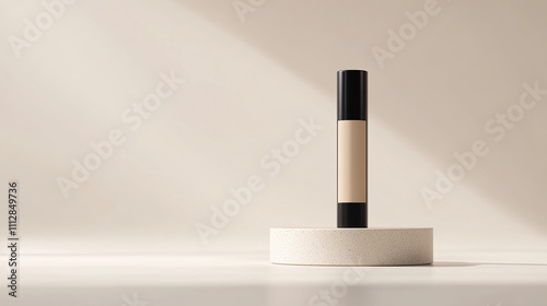 Minimalist Display of a Beauty Product on a Neutral Background During Soft Lighting Conditions Creating an Elegant Aesthetic