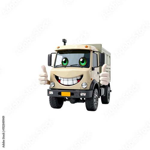 3d truck cartoon character, with a thumbs up. Ai generated