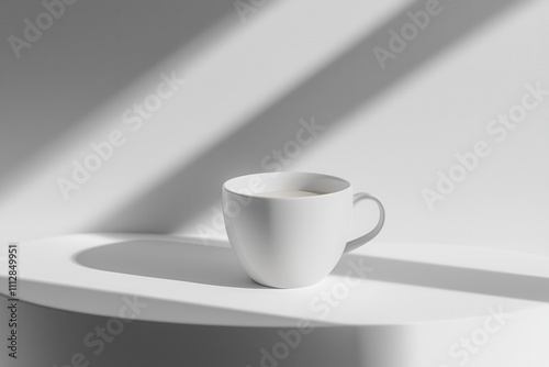 Wallpaper Mural Minimalist white cup on smooth surface with soft shadows, creating serene atmosphere. design emphasizes simplicity and elegance, perfect for modern decor Torontodigital.ca