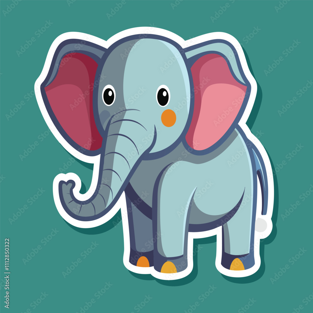 Naklejka premium Adorable Cartoon Elephants with Playful Expressions Perfect for Children’s Books and Educational Materials About Wildlife.
