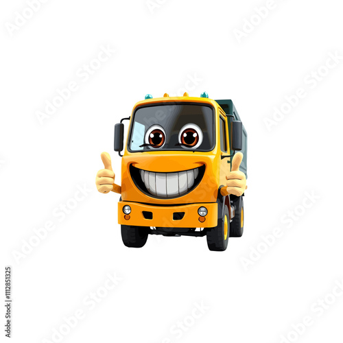 3d truck cartoon character, with a thumbs up. Ai generated
