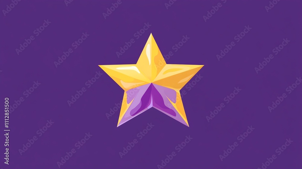 Obraz premium A shiny, gold star with purple accents on a purple background.