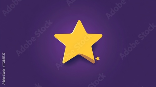 A simple, yellow star with a shadow on a purple background.