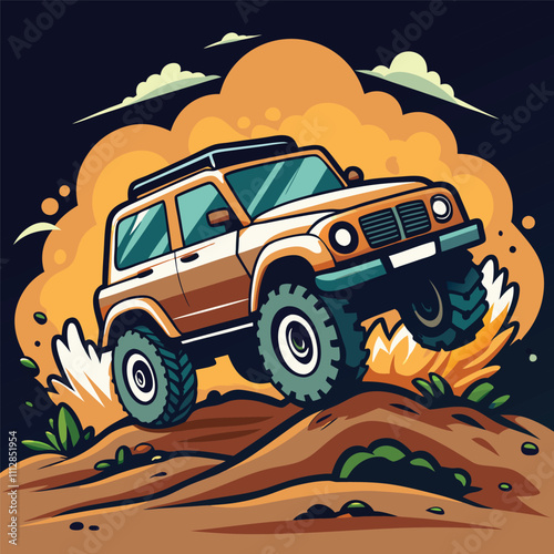 Powerful and Rugged Off Road Vehicle Climbing Up Hill