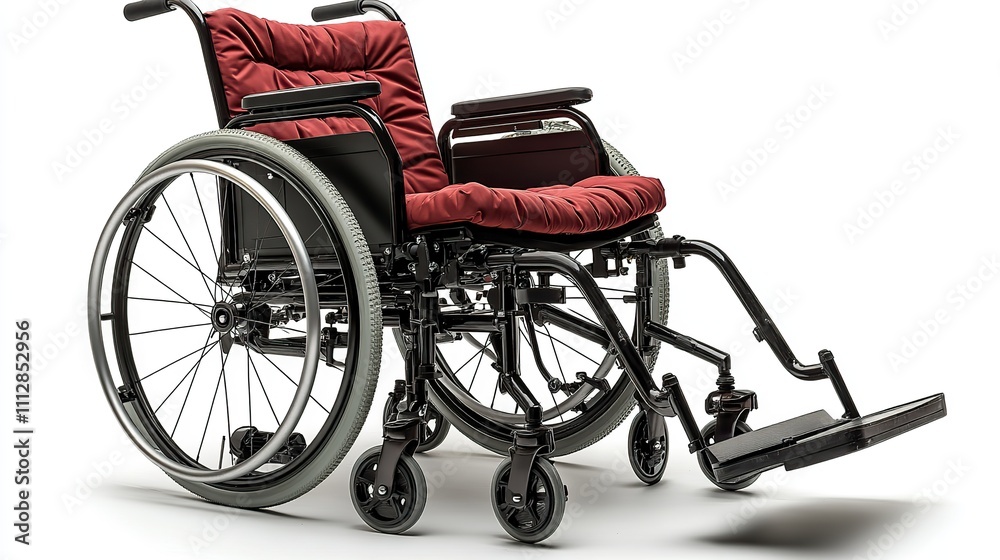 Fototapeta premium wheelchair on white with clipping path red wheelchair isolated on white background