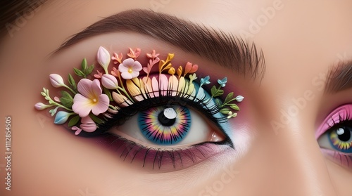 Beautiful small flowers  eye makeup looks unique 