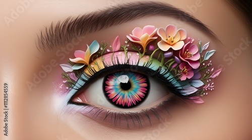 Beautiful small flowers  eye makeup looks unique 