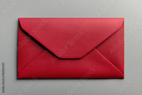 Red envelope resting on a gray surface, perfect for special occasions and let...