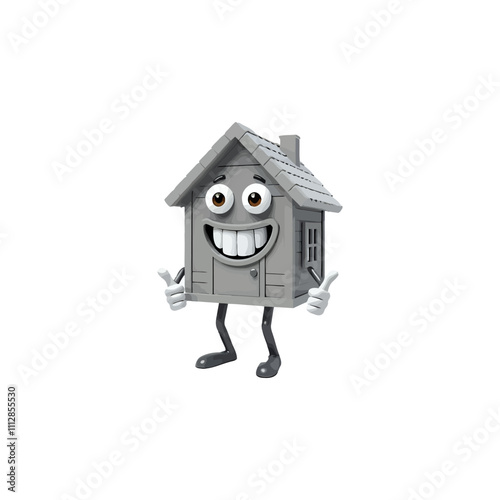 3d house cartoon character, with a thumbs up. Ai generated