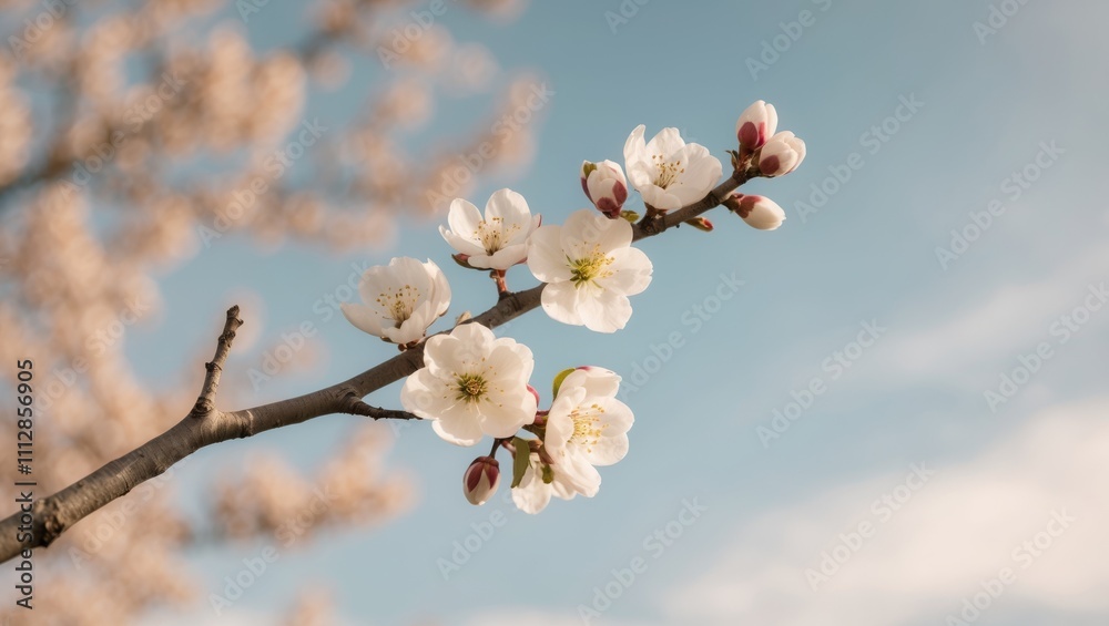 Spring blossoms bloom on apple tree during sunny afternoon. Spring blossoms bloom on apple tree during sunny afternoon.