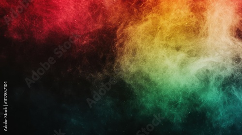 Abstract red, yellow, and green smoke on a dark black background