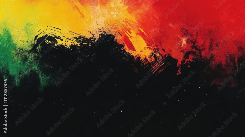 Abstract red, yellow, and green gradient with textured brush strokes on a black background Abstract red, yellow, and green gradient with textured brush strokes on a black background