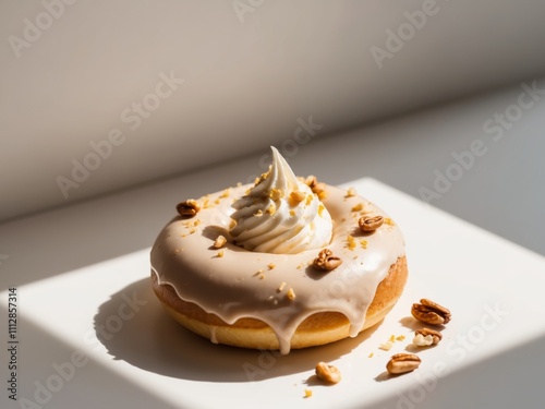 Honey Glazed Donuts with Whipped Cream and Toasted Nuts.