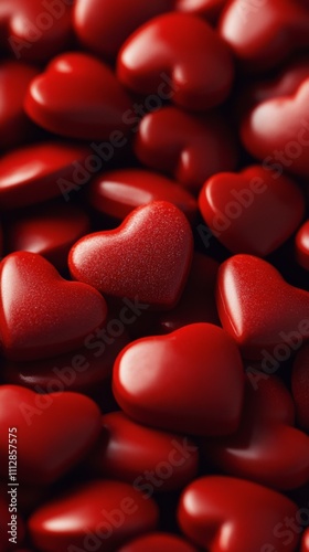 Vibrant red heart shaped candies create a festive atmosphere for celebrations