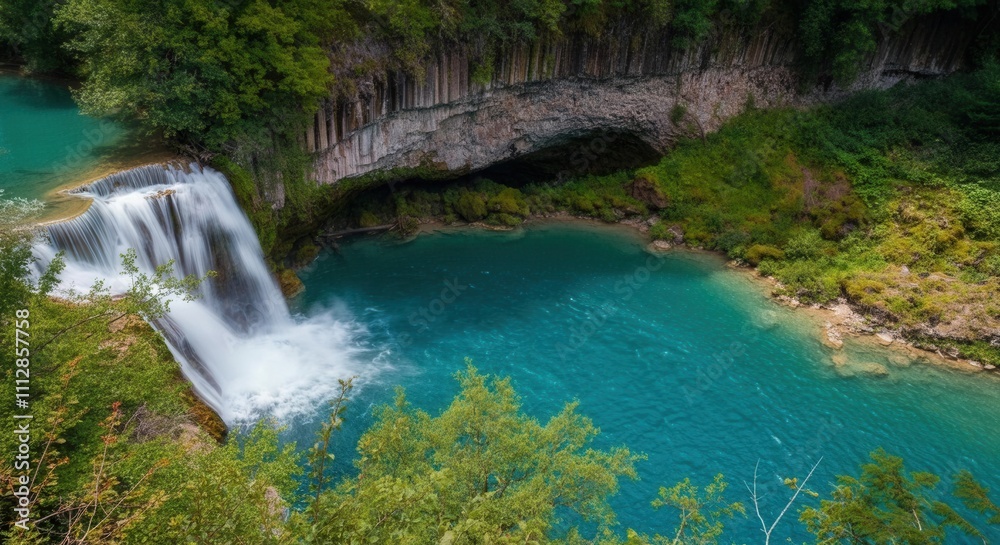 Fototapeta premium Enchanting waterfall in lush oasis