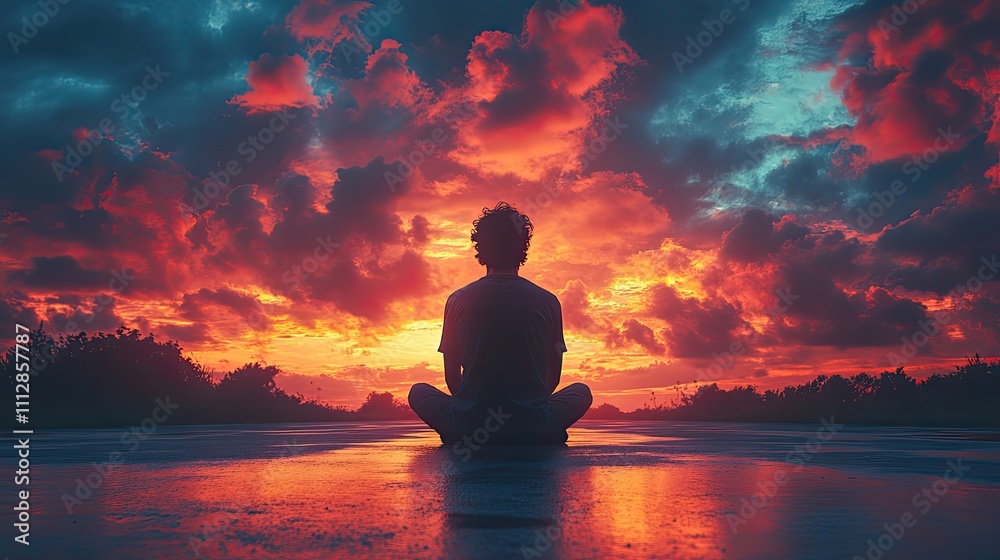 young man praying against the background of a colorful dramatic sky young man praying against the background of a colorful dramatic sky
