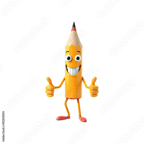 3d pencil cartoon character, with a thumbs up. Ai generated