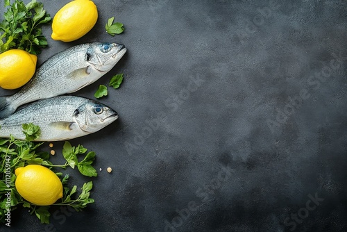 Freshly caught fish ready for preparation in a culinary setting on a stone su...