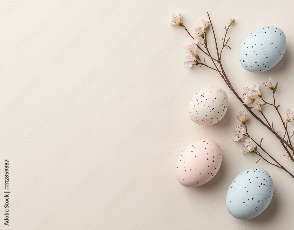 Easter Background with Eggs and Branches Easter Background with Eggs and Branches