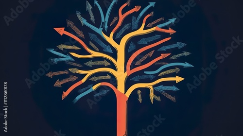 Chaotic decision tree illustrating complex management