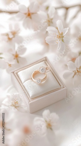 Elegant heart shaped ring displayed in a jewelry box surrounded by delicate f...
