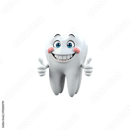 3d tooth cartoon character, with a thumbs up. Ai generated