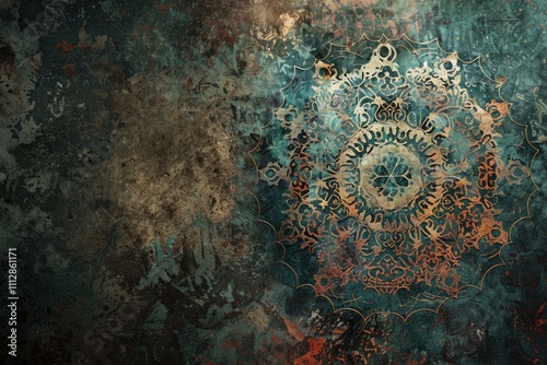 grunge background with oriental ornaments