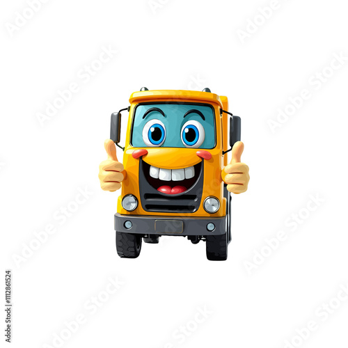3d truck cartoon character, with a thumbs up. Ai generated