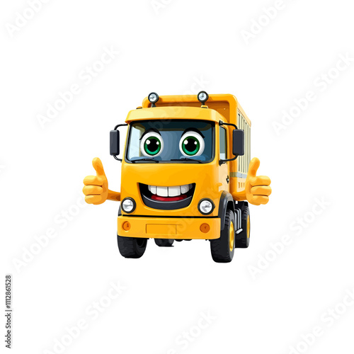 3d truck cartoon character, with a thumbs up. Ai generated