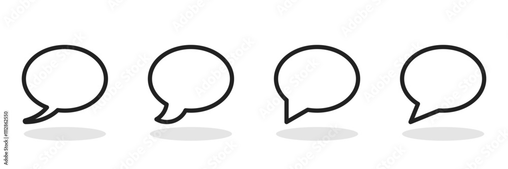 Naklejka premium Dialogue bubbles single messages outlined black illustration collection. Vector icons in flat style.