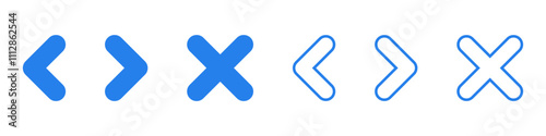 Navigation arrows and cross outlined and filled versions buttons for Your UI. Vector icons in flat style