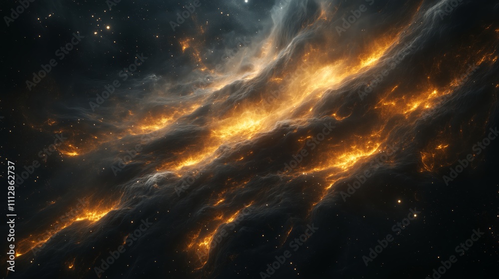 Golden Streams of Light in Interstellar Space - made with Generative AI Golden Streams of Light in Interstellar Space - made with Generative AI