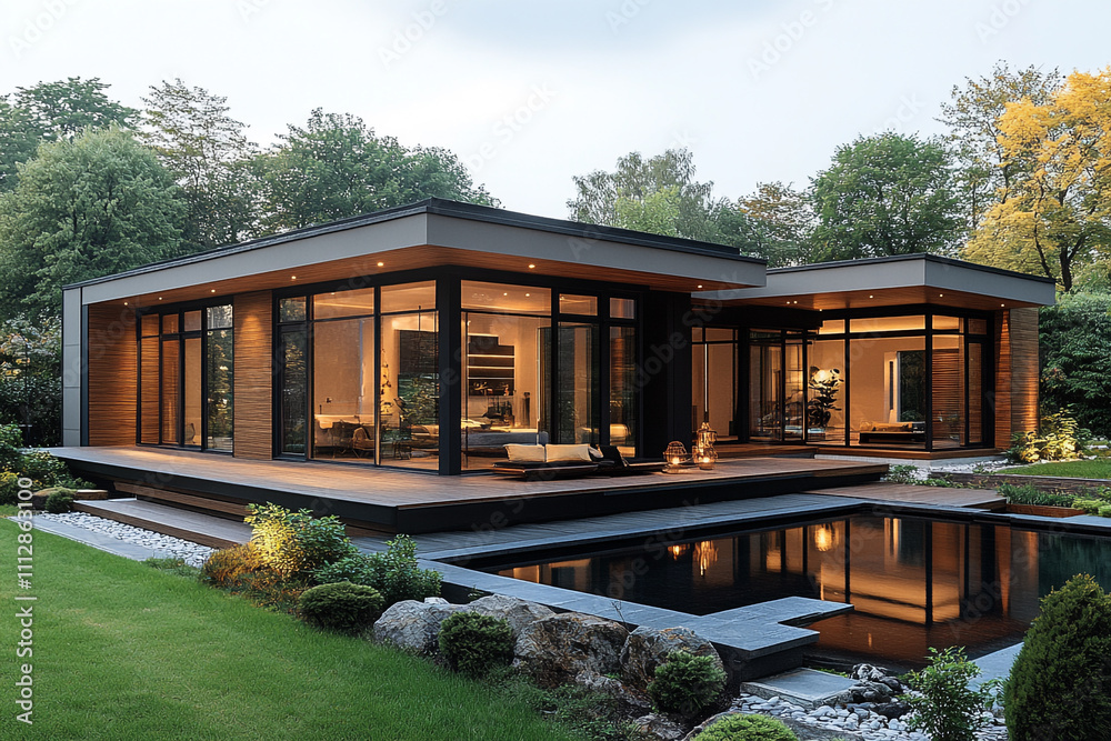 Modern Minimalist Home with Pool and Lush Landscaping Modern Minimalist Home with Pool and Lush Landscaping