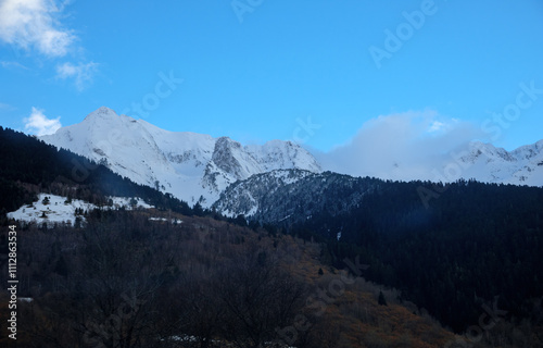 snow covered mountains in winter