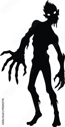 dark silhouette of a zombie with long, sharp claws and an ominous posture