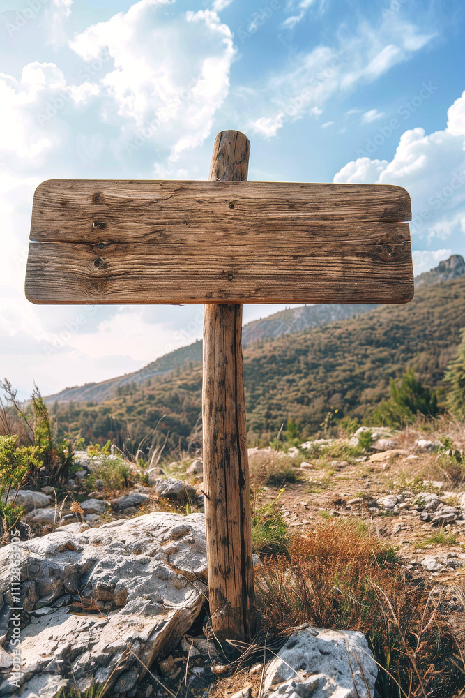 Wooden sign post Generative AI Wooden sign post Generative AI