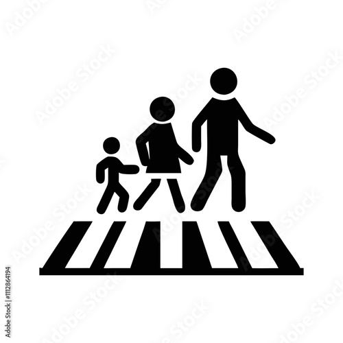 Pedestrian Crossing Icon - Safety and Traffic Sign Illustration