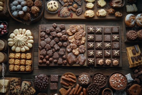 Delicious assortment of holiday desserts displayed on a table