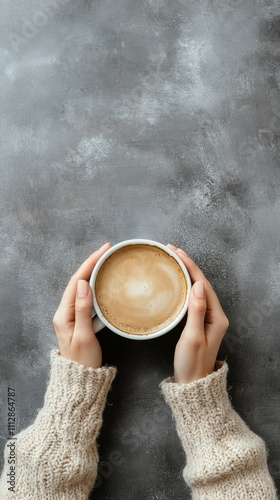 Cozy hands holding a warm cup of coffee in a relaxed setting during the morning
